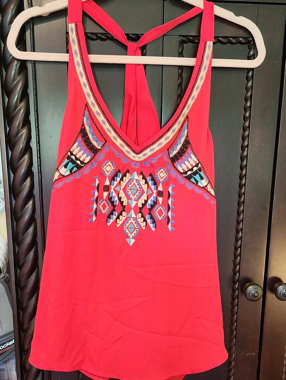 Maurices Pink Embroidered Sleeveless Tank Top